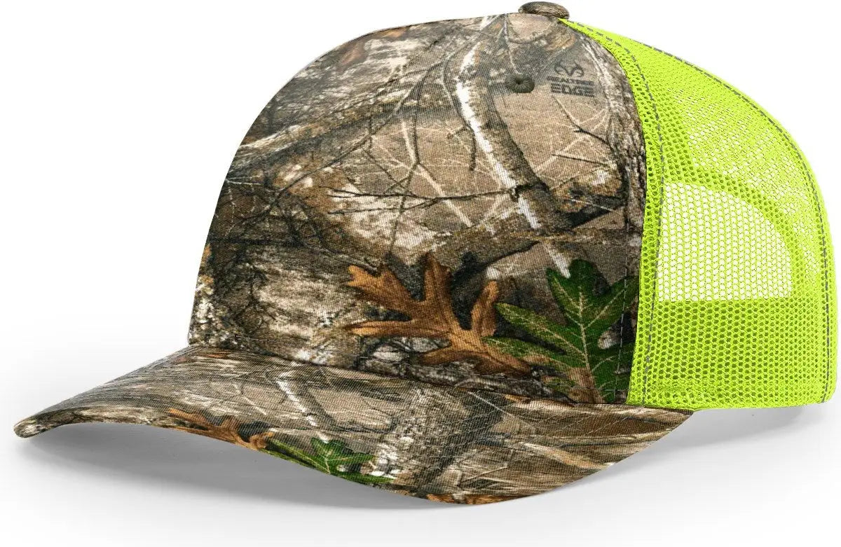 Richardson 112pfp Printed Five Panel Trucker Cap - Realtree Edge Neon Yellow - Osfm