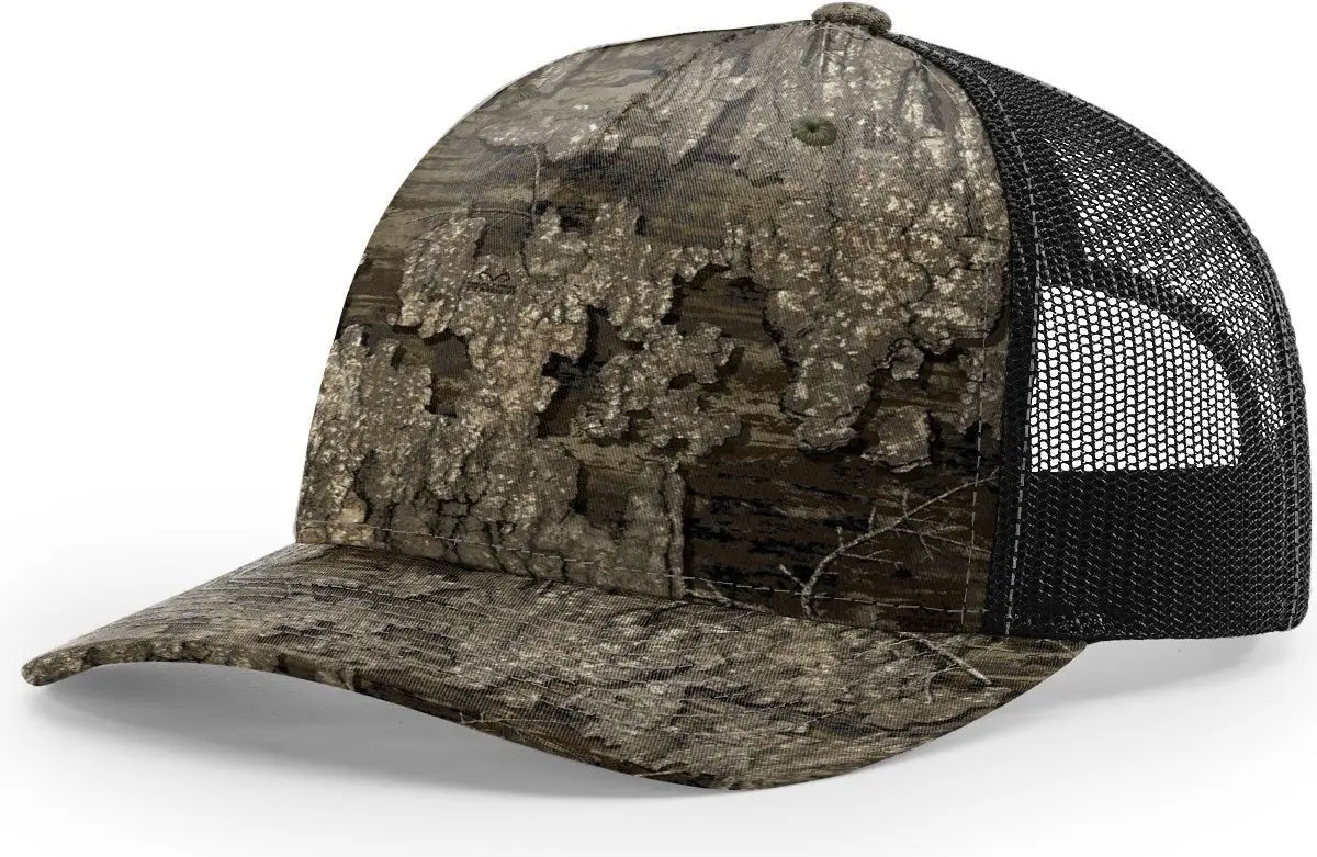Richardson 112pfp Printed Five Panel Trucker Cap - Realtree Timber Black - Osfm