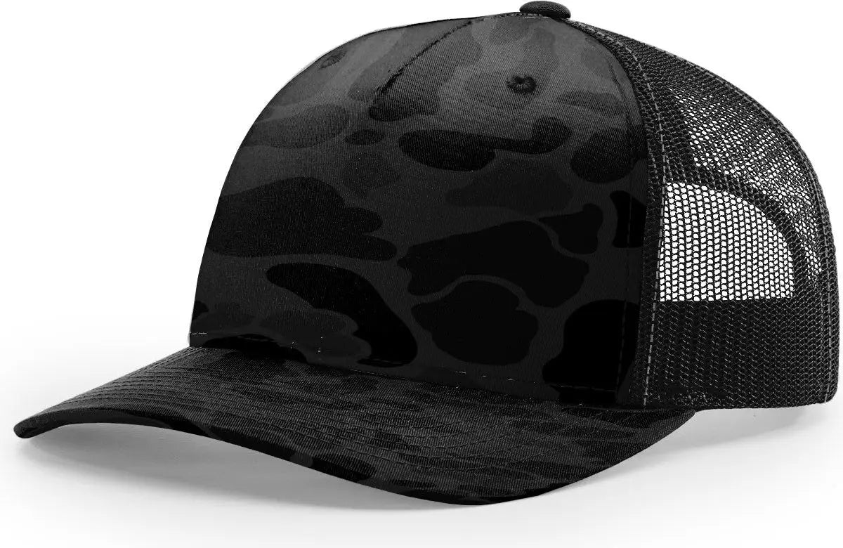 Richardson 112pfp Printed Five Panel Trucker Cap - Sable Duck Camo Black - Osfm