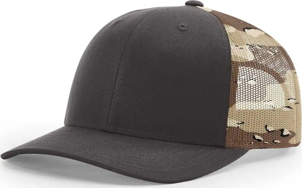 Richardson 112pm Printed Mesh Back Trucker Caps Black to White Fade Brown Tan / Osfm