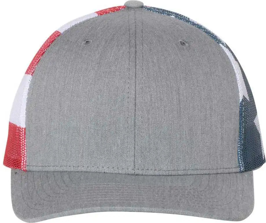Richardson 112pm Printed Mesh-back Trucker Caps - Heather Gray Flag - Multi-colored / Osfm