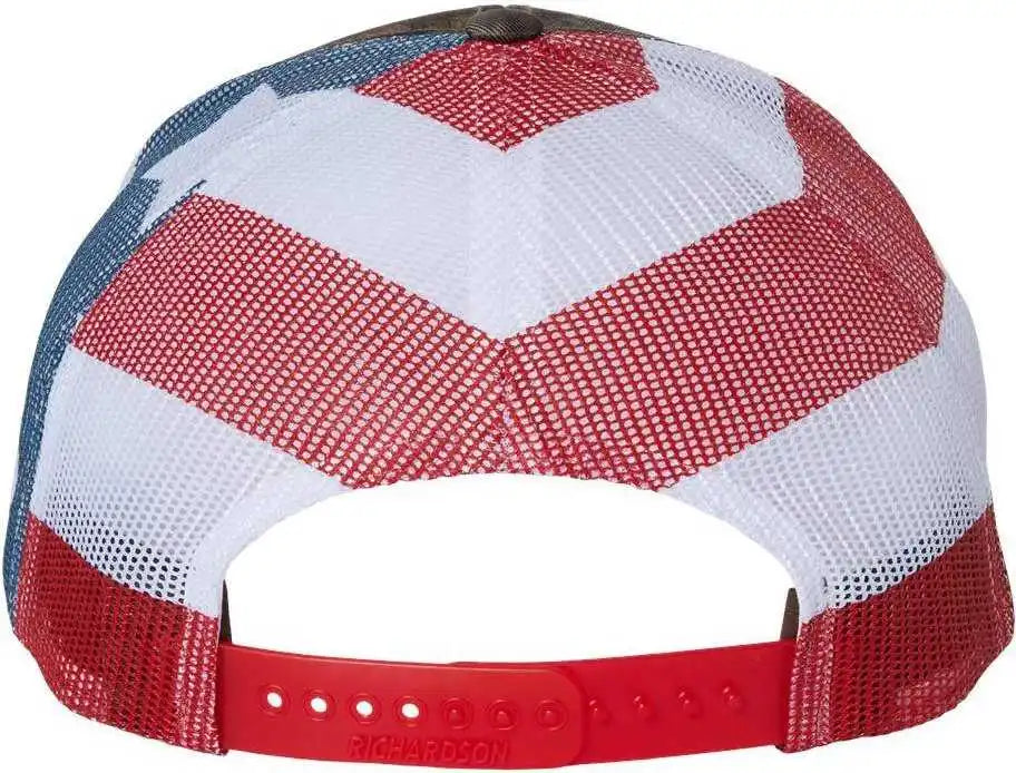 Richardson 112pm Printed Mesh-back Trucker Caps - Heather Gray Flag - Multi-colored / Osfm
