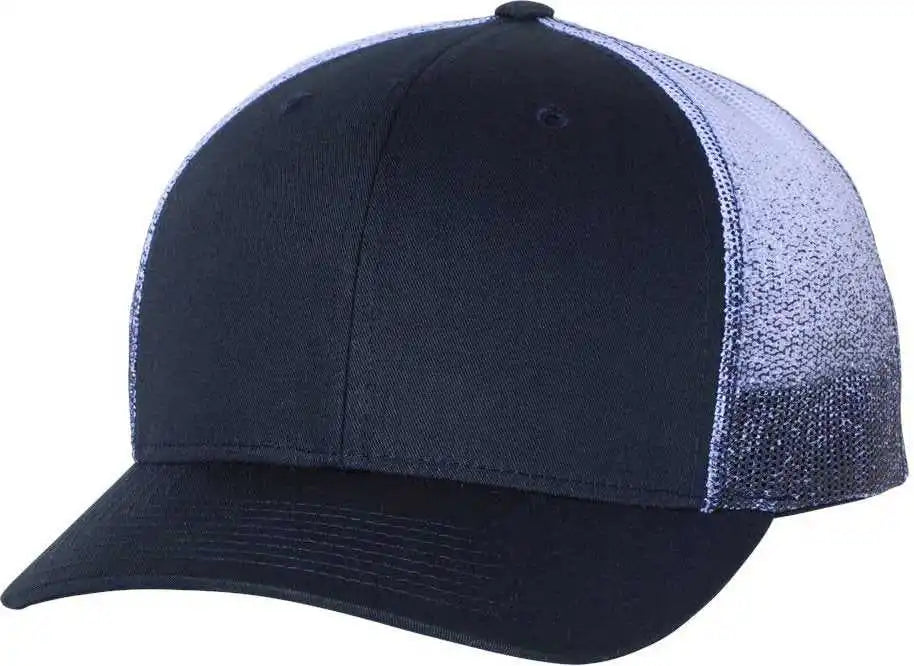 Richardson 112pm Printed Mesh Back Trucker Caps Navy to White Fade / Osfm