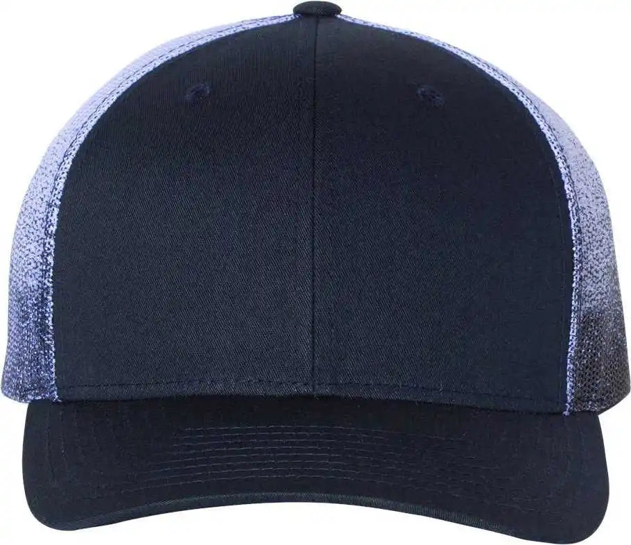 Richardson 112pm Printed Mesh Back Trucker Caps Navy to White Fade / Osfm
