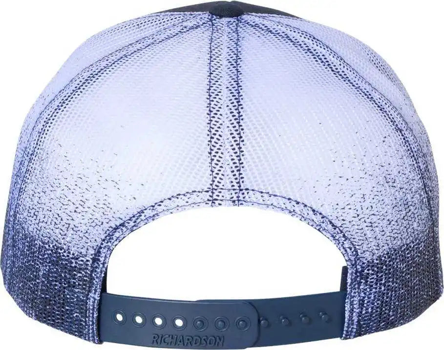 Richardson 112pm Printed Mesh Back Trucker Caps Navy to White Fade / Osfm
