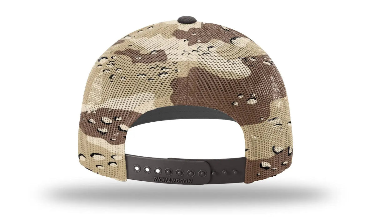 Richardson 112pm Printed Mesh Trucker Cap - Brown Desert Camo - Osfm