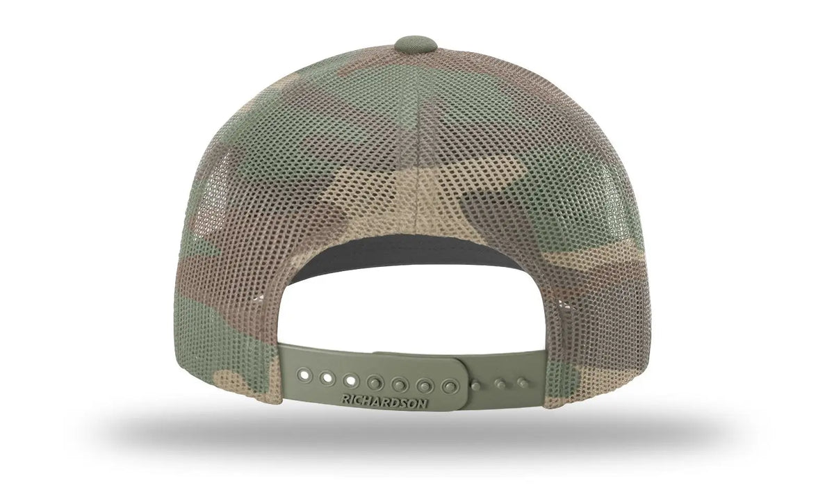 Richardson 112pm Printed Mesh Trucker Cap - Loden Green Camo