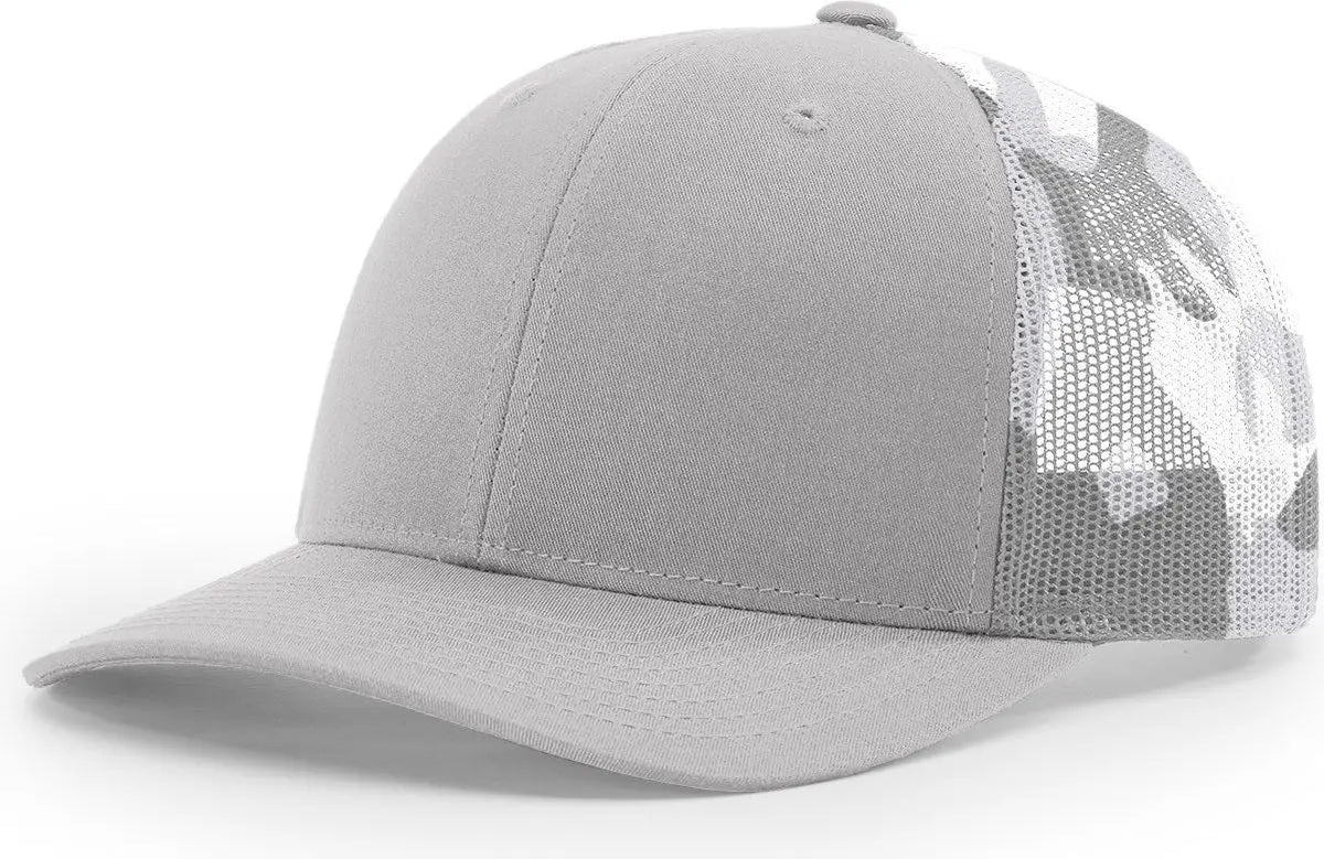 Richardson 112pm Printed Mesh Trucker Cap - Silver Gray Camo