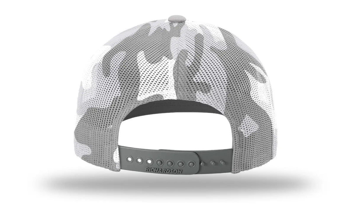 Richardson 112pm Printed Mesh Trucker Cap - Silver Gray Camo