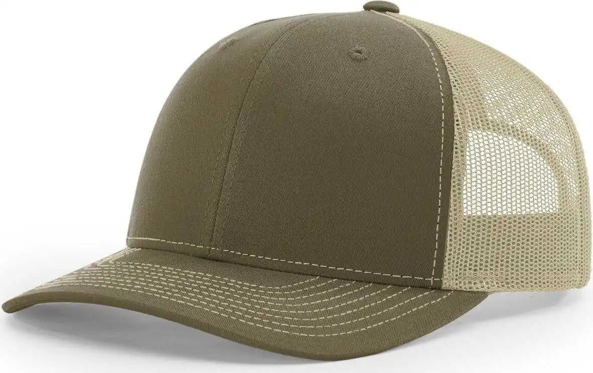 Richardson 112re Recycled Mesh Back Trucker Caps Loden Khaki Dark Gray / Osfm
