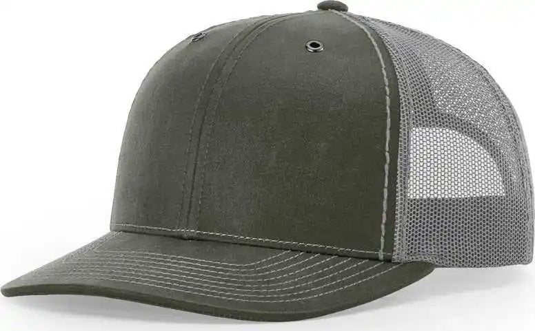 Richardson 112wf Oil Cloth Trucker Caps Olive Charcoal Dark Gray / Osfm