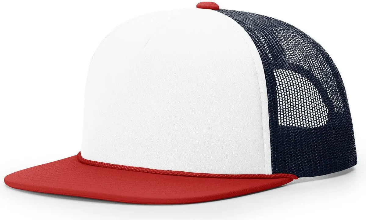 Richardson 113 Foamie Trucker Cap - White Navy Red - Osfm