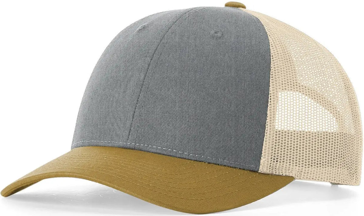 Richardson 115 Low Pro Trucker Cap - Heather Gray Birch Amber Gold - Md-lg