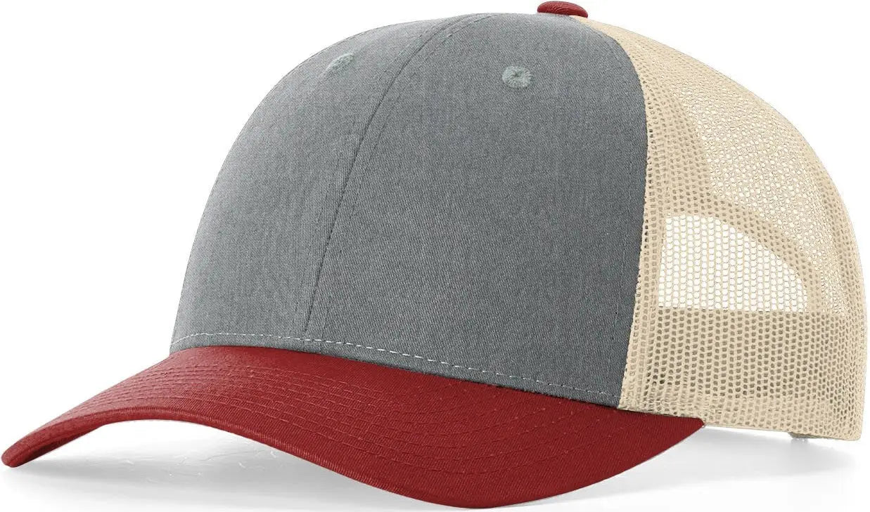 Richardson 115 Low Pro Trucker Cap - Heather Gray Birch Cardinal