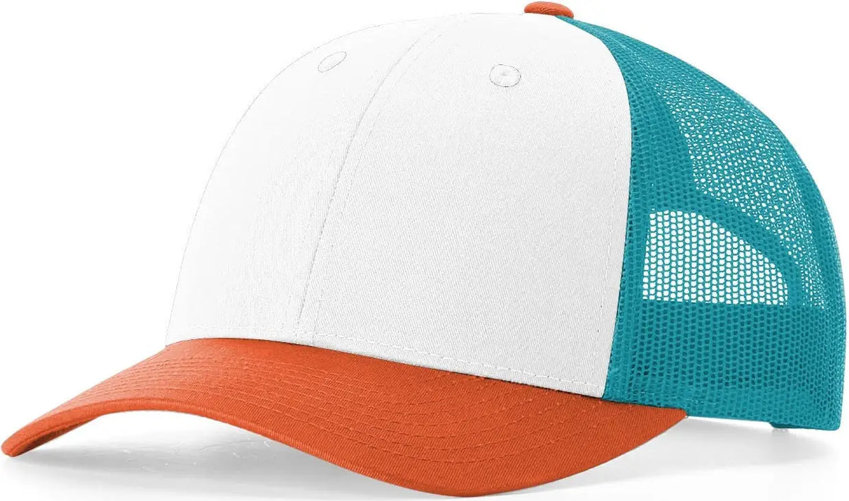 Richardson 115 Low Pro Trucker Cap - White Blue Hawaiian Pale Orang - Orange / s