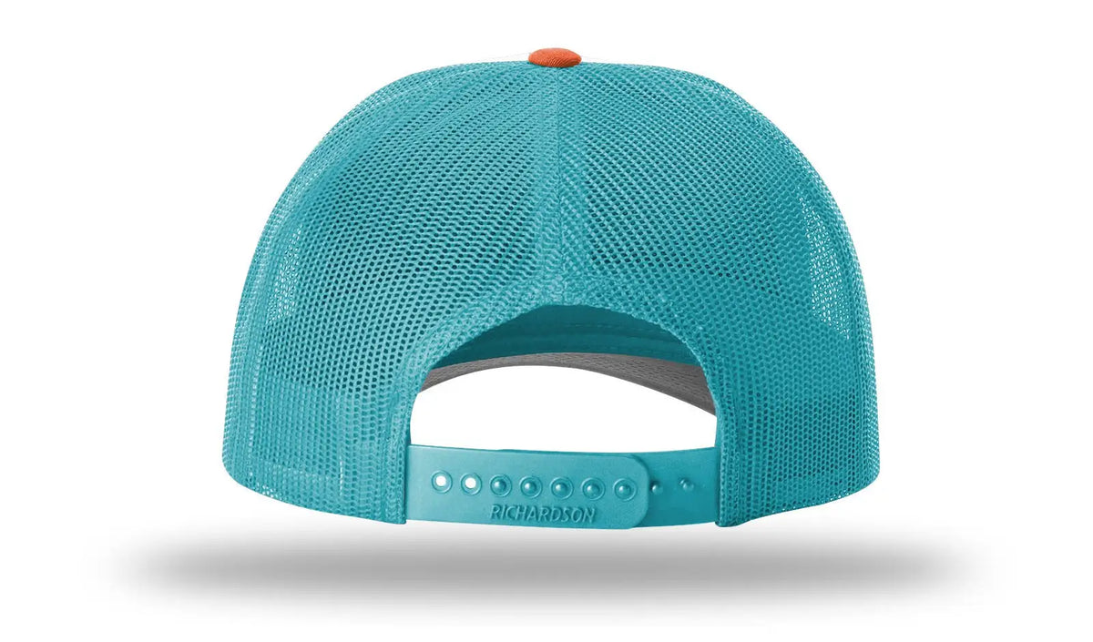 Richardson 115 Low Pro Trucker Cap - White Blue Hawaiian Pale Orang