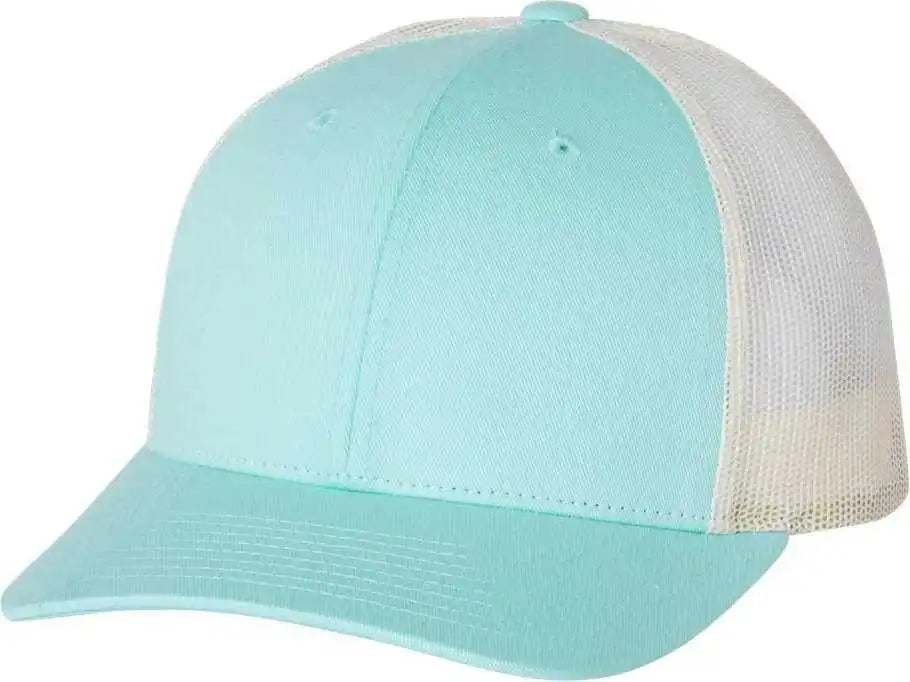 Richardson 115 Low Pro Trucker Caps Aruba Blue Birch Mint Light Gray / Sm