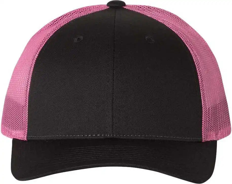 Richardson 115 Low Pro Trucker Caps Black Neon Pink