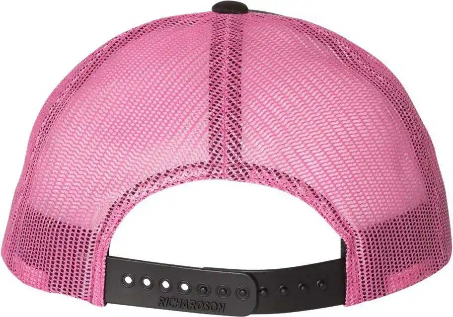 Richardson 115 Low Pro Trucker Caps Black Neon Pink