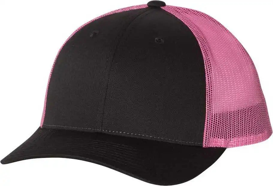 Richardson 115 Low Pro Trucker Caps Black Neon Pink / Sm