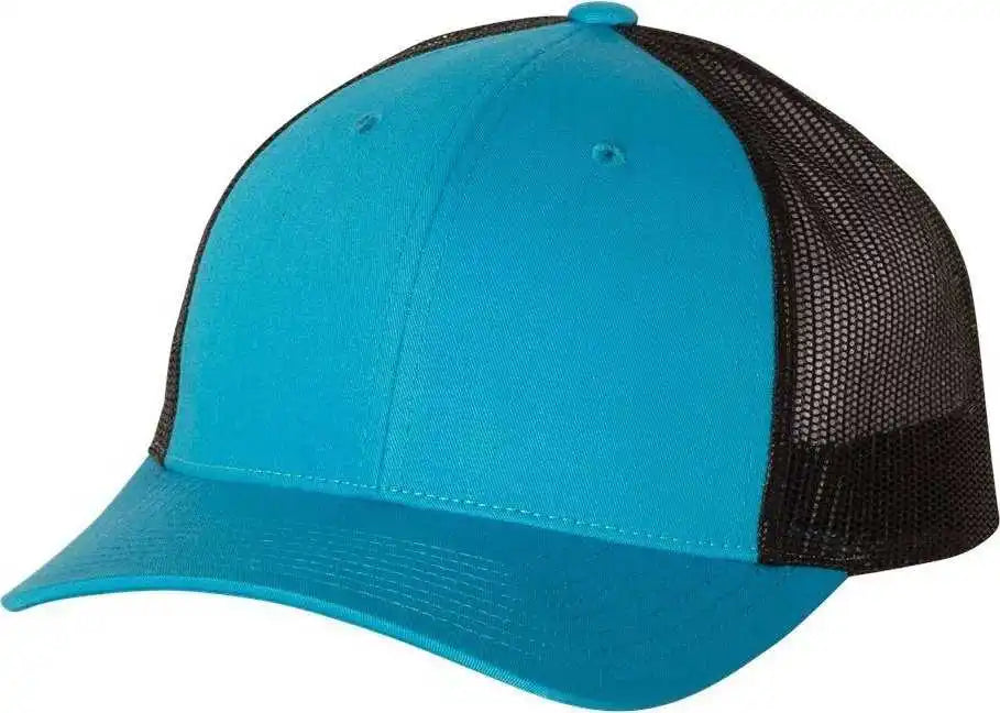 Richardson 115 Low Pro Trucker Caps - Cyan Black - Aqua / Sm