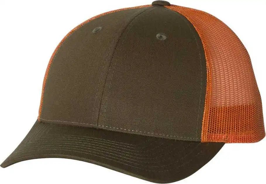 Richardson 115 Low Pro Trucker Caps Dark Loden Jaffa Orange Gray Burnt / Sm