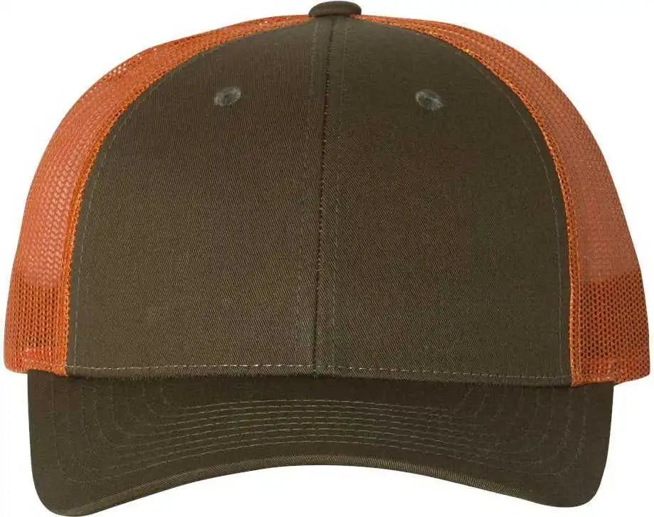 Richardson 115 Low Pro Trucker Caps Dark Loden Jaffa Orange Gray Burnt / Sm