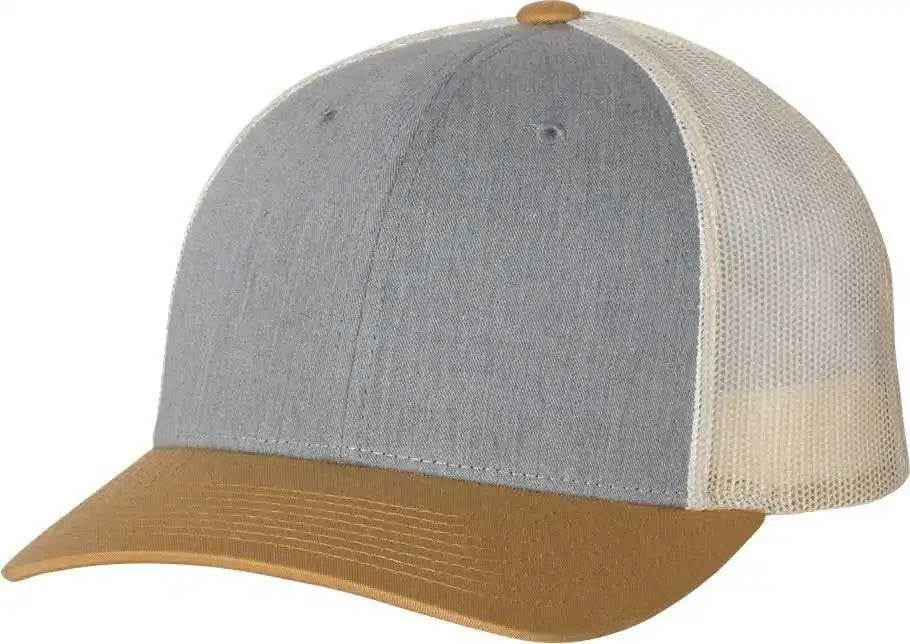 Richardson 115 Low Pro Trucker Caps Heather Gray Birch Amber Gold Light / Sm