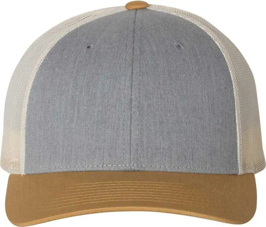 Richardson 115 Low Pro Trucker Caps Heather Gray Birch Amber Gold