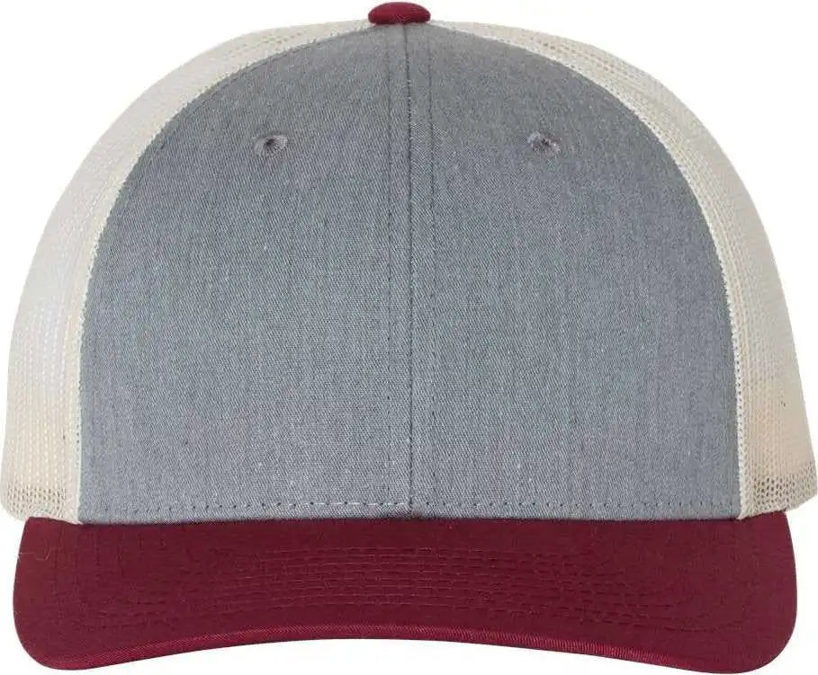 Richardson 115 Low Pro Trucker Caps - Heather Gray Birch Cardinal