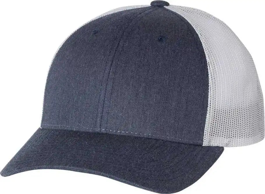 Richardson 115 Low Pro Trucker Caps Heather Navy Silver Light Gray / Sm