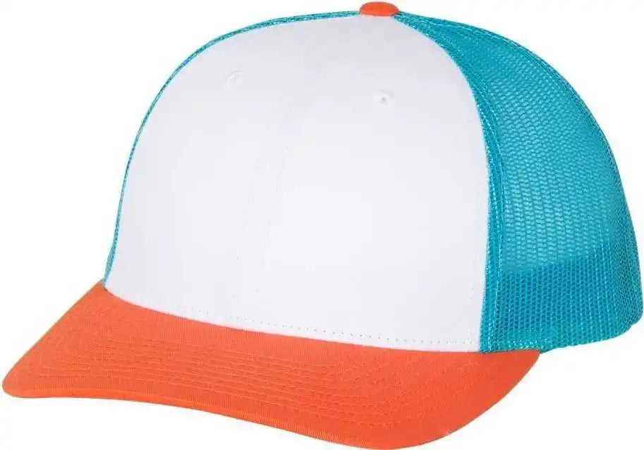 Richardson 115 Low Pro Trucker Caps White Blue Hawaiin Pale Orange / Sm
