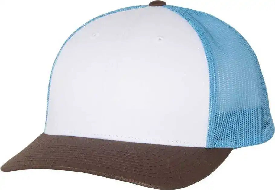 Richardson 115 Low Pro Trucker Caps - White Columbia Blue Brown - Sm