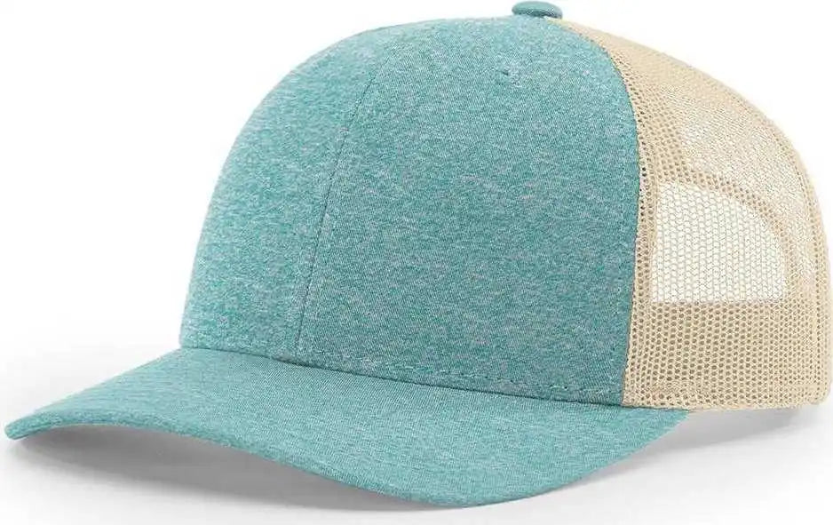 Richardson 115ch Low Pro Heather Trucker Caps Green Teal Birch Light Gray / Sm