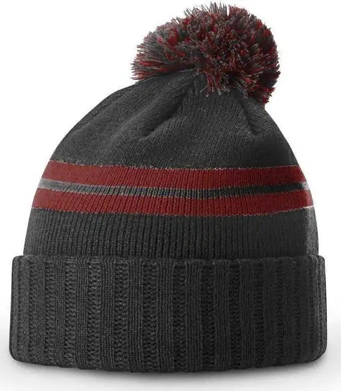 Richardson 135 Short Pom Beanies - Heather Charcoal - Dark Gray / Osfm