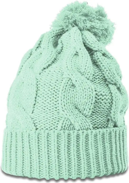 Richardson 141 Chunk Twist Knit Beanie with Cuff & Pom - Seafoam