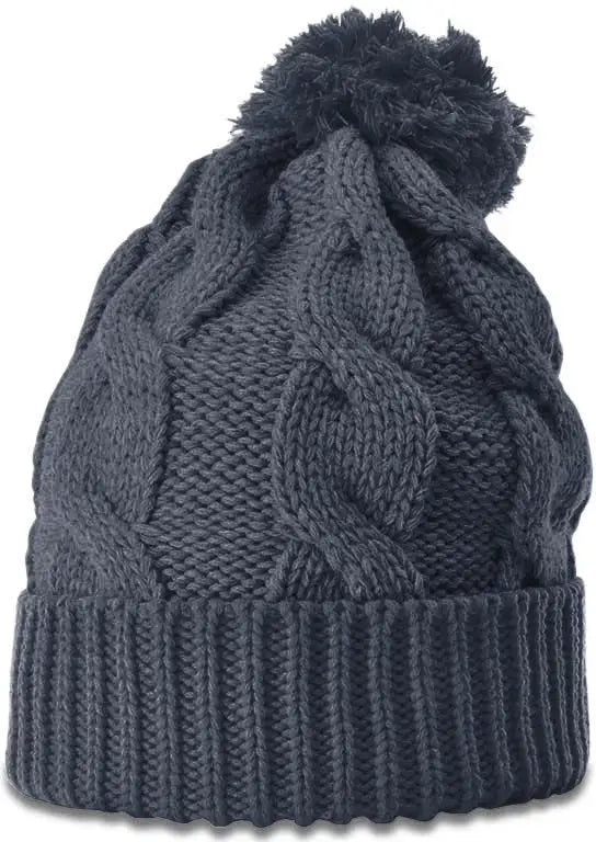 Richardson 141 Chunk Twist Knit Beanie with Cuff & Pom - Slate