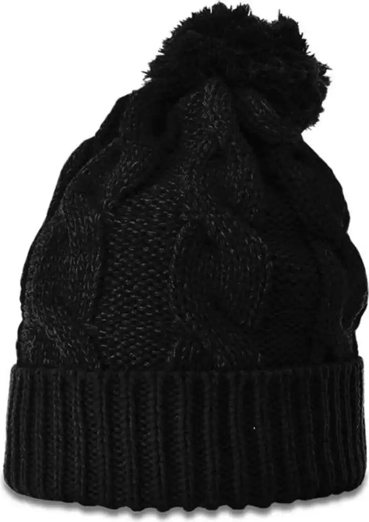 Richardson 141r Chunk Twist Knit Beanies with Cuff - Black - Osfm