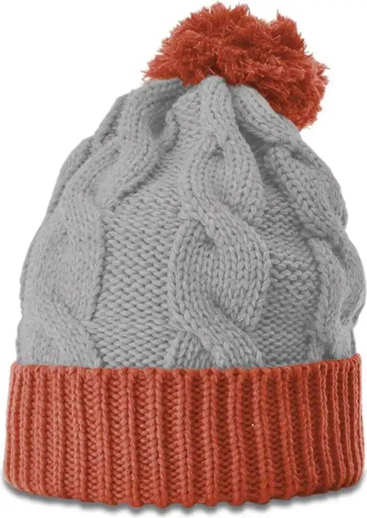 Richardson 141r Chunk Twist Knit Beanies with Cuff - Heather Gray Rust - Cardinal / Osfm