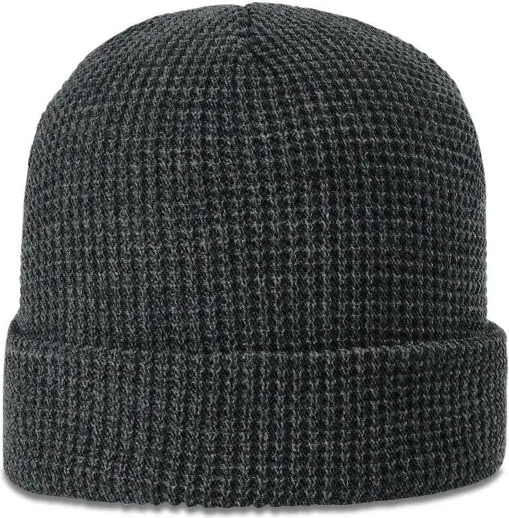 Richardson 146 Waffle Knit Beanie with Cuff - Heather Charcoal - Dark Gray / Osfm