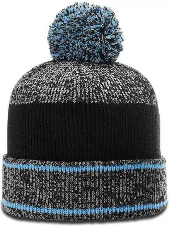 Richardson 148 Heathered Beanies with Cuff and Pom - Columbia Blue - Osfm