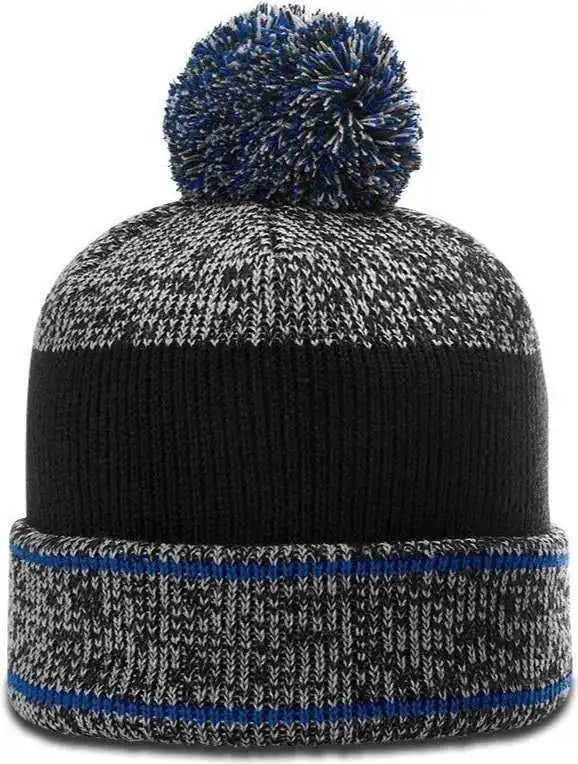 Richardson 148 Heathered Beanies with Cuff and Pom - Royal - Osfm