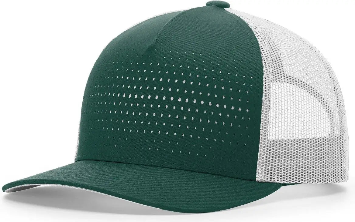 Richardson 163 Laser Cut Five Panel Trucker Cap - Dark Green Light Gray Gr - Forest / Osfm