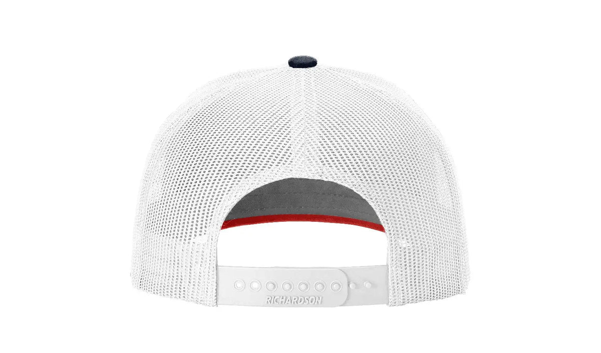 Richardson 163 Laser Cut Five Panel Trucker Cap - Navy White Red - Osfm
