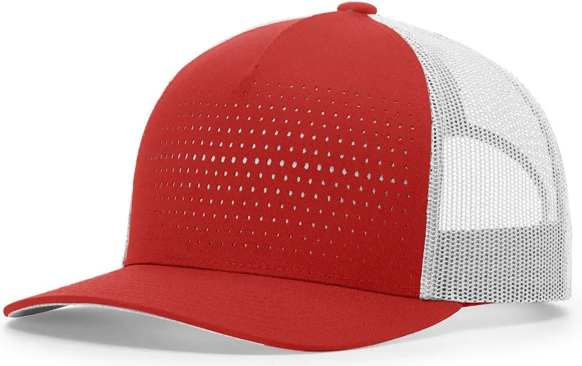 Richardson 163 Laser Cut Five Panel Trucker Cap - Red Light Gray