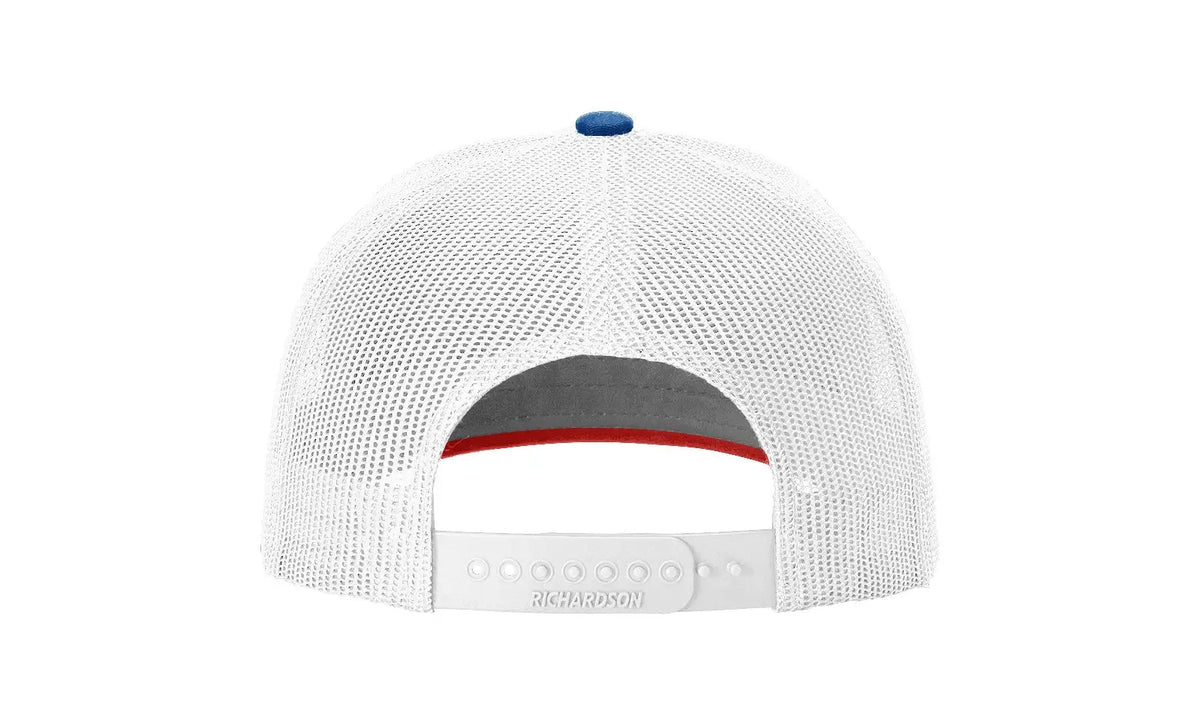 Richardson 163 Laser Cut Five Panel Trucker Cap - Royal White Red - Osfm