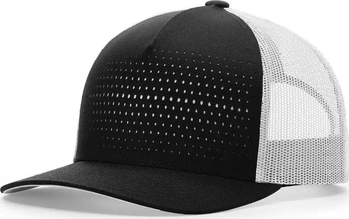 Richardson 163 Laser Cut Five Panel Trucker Caps Black Light Gray / Osfm
