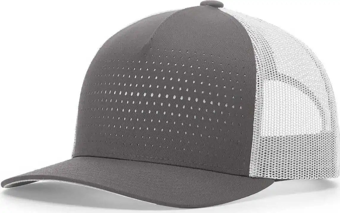 Richardson 163 Laser Cut Five Panel Trucker Caps Charcoal Light Grey Dark Gray / Osfm