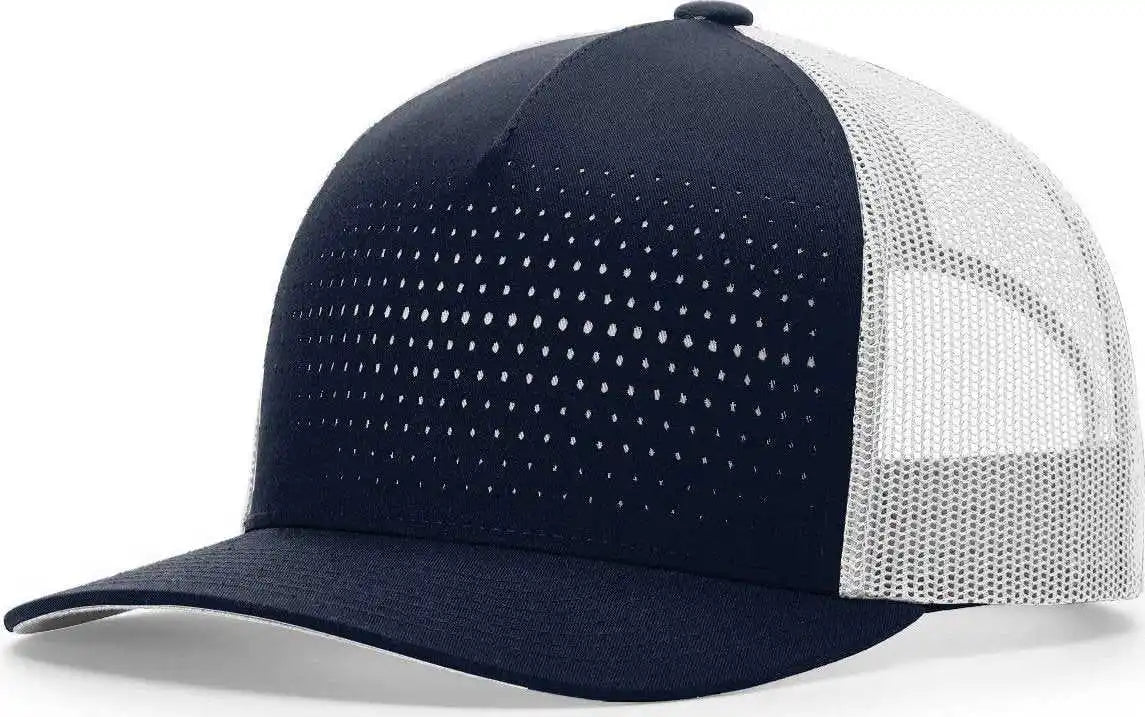 Richardson 163 Laser Cut Five Panel Trucker Caps Navy Light Gray / Osfm