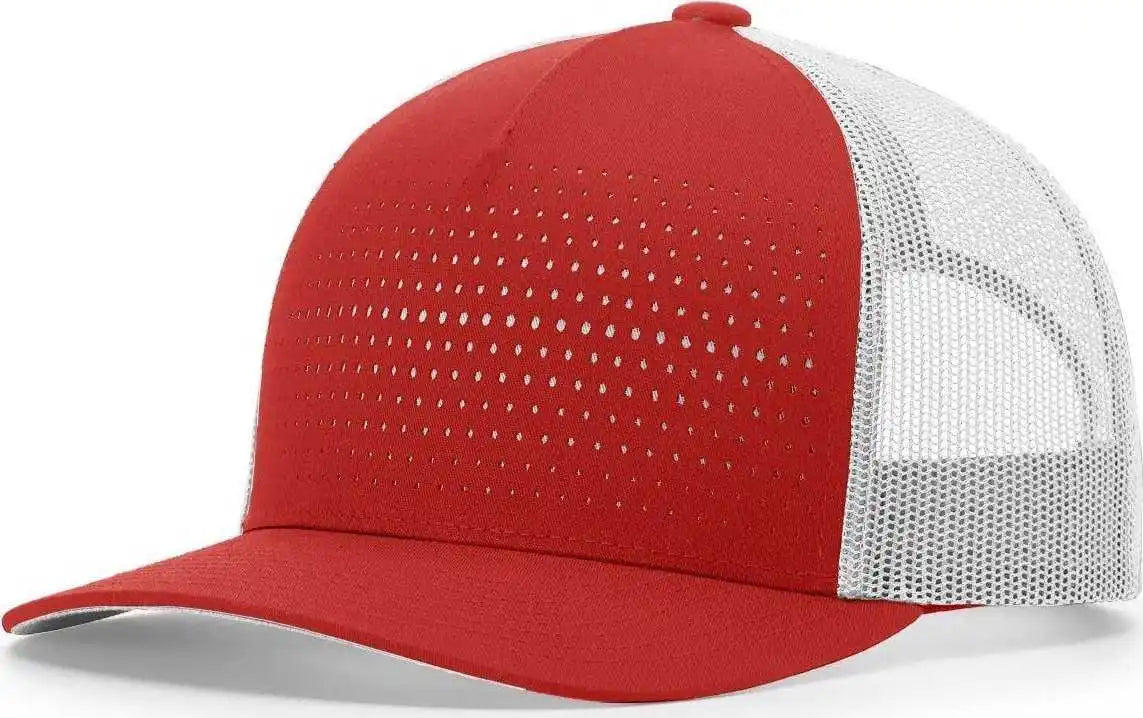 Richardson 163 Laser Cut Five Panel Trucker Caps - Red Light Gray - Osfm